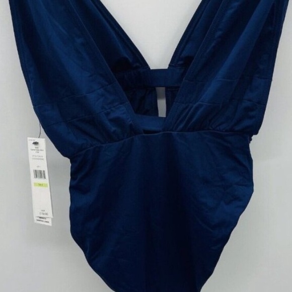 Carmen Marc Valvo Womens Size 8 Plunge-Neck Ruched One-Piece Swimsuit - Picture 10 of 13